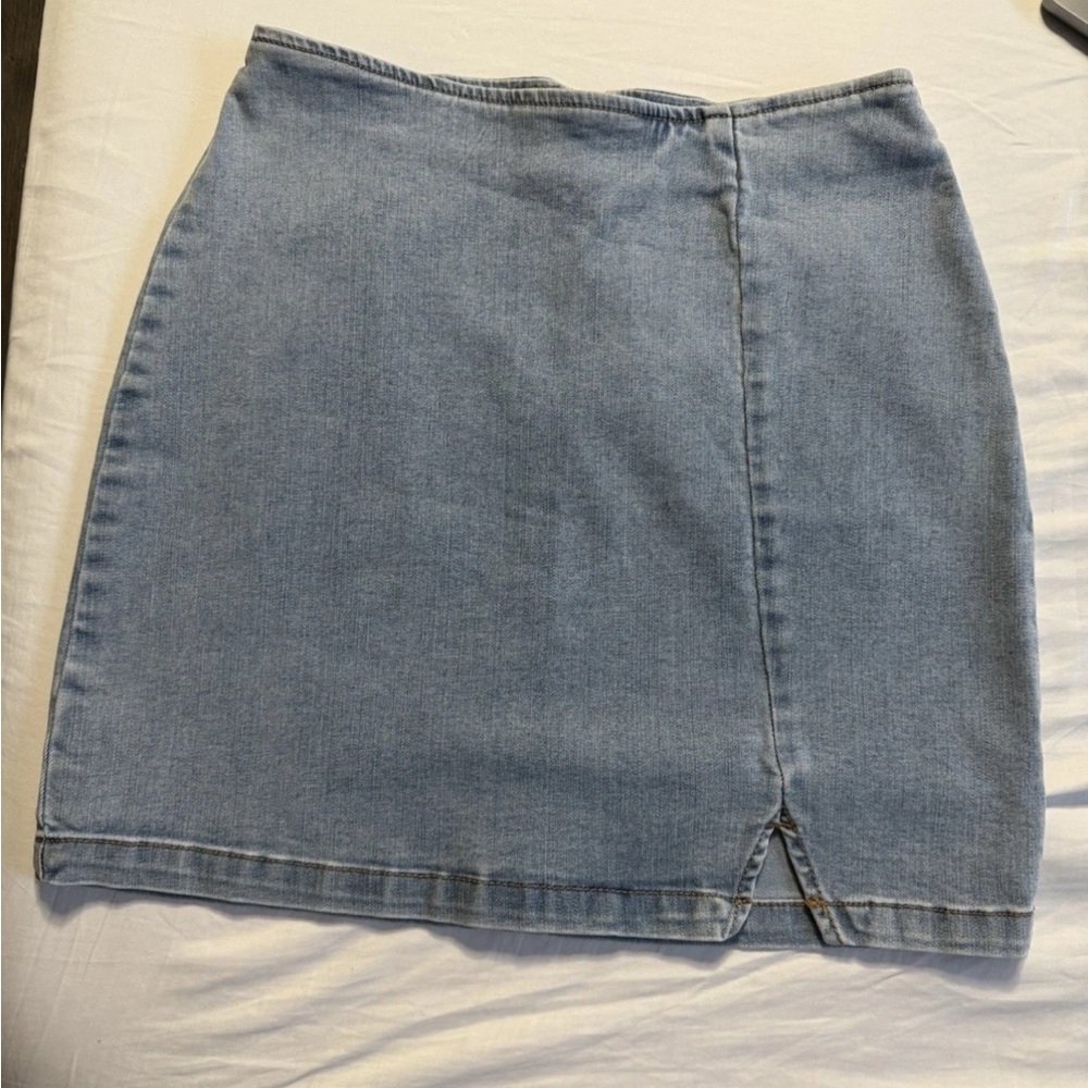 Light Wash Denim Pencil Skirt